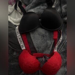 Victoria secret Black and Red Lace Bras with Logo Straps
